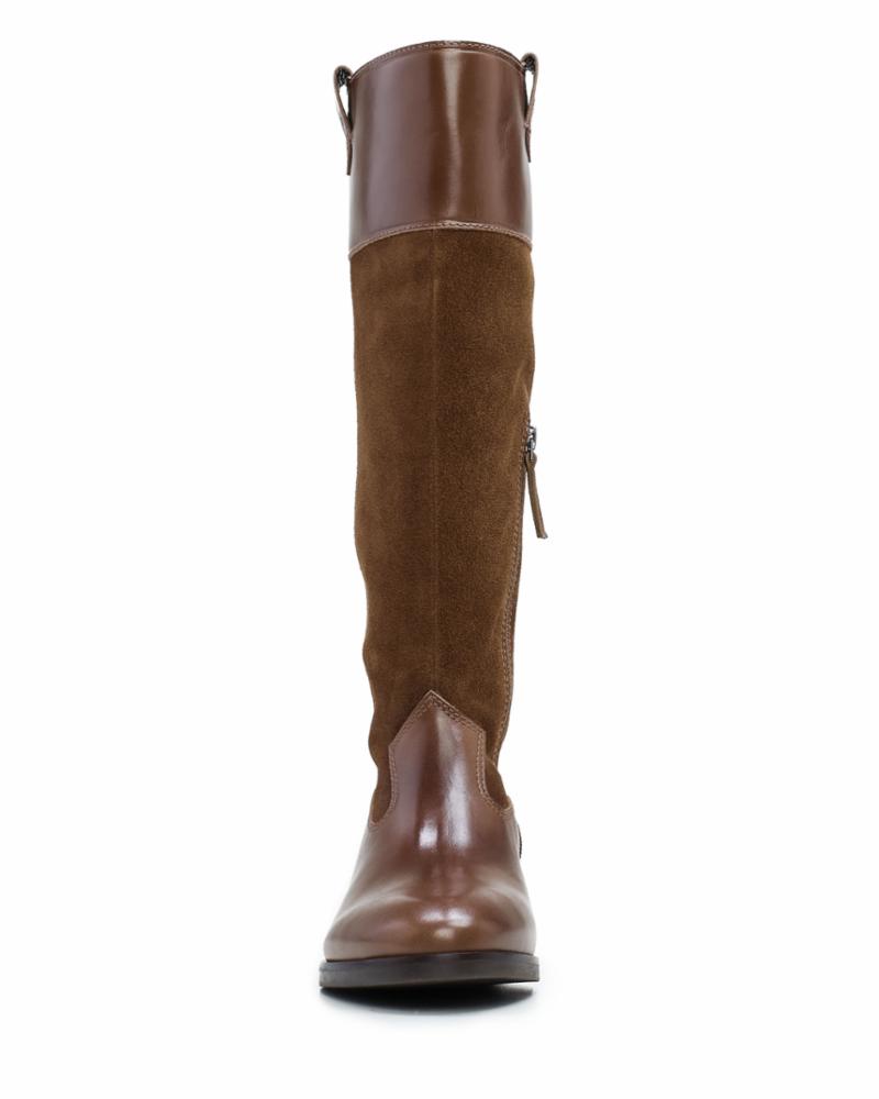 vince camuto women's knee high brown leather pull on riding boots