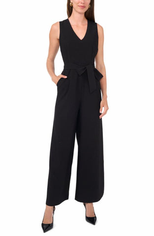 Vince Camuto Apparel V NECK WIDE LEG JUMPSUIT WITH BELT V060/RICH BLACK