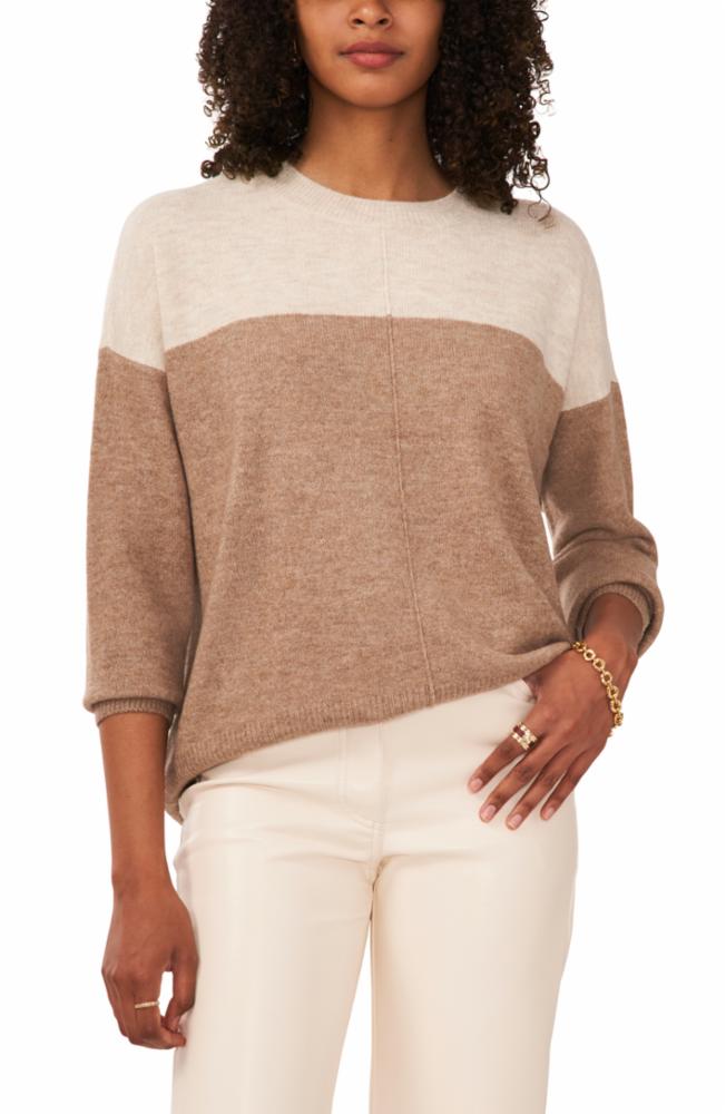 Vince Camuto Apparel EXTEND SHLDR COLORBLOCK COZY SWEATER V238/TAUPE
