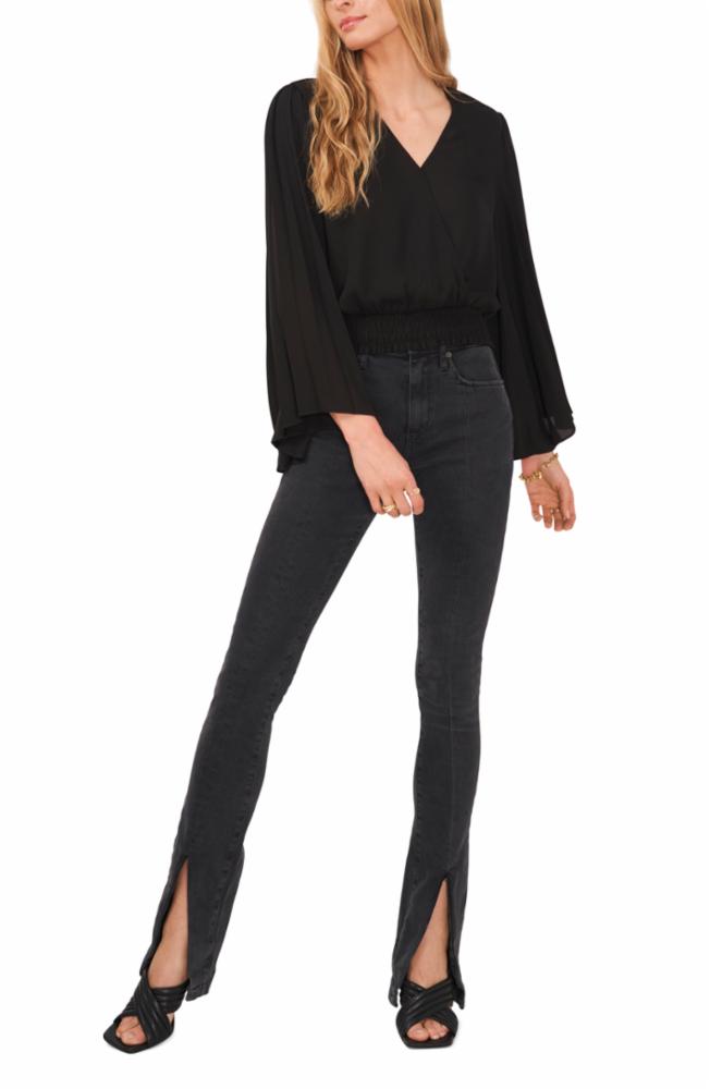 Vince Camuto Apparel PLEATED LS BLOUSE W SMCKED 60/RICH BLACK