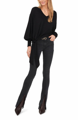 Vince Camuto Apparel STUDDED V NECK PULLOVER WITH SIDE TIE 060/RICH BLACK VC