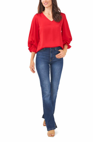 Vince Camuto Apparel BLOSSON SLV V NECK BLOUSE 662/LUXE RED VC
