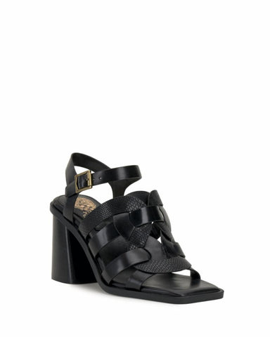 Vince Camuto ISAMINDA BLACK/COW DERBY TWO TONE SNAKE
